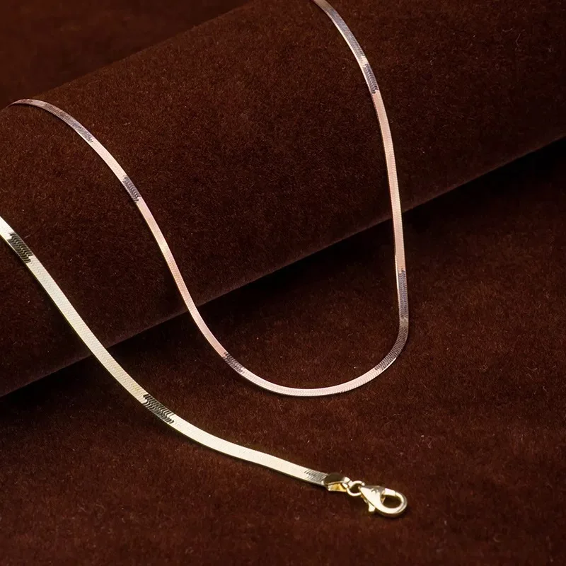 

14k Gold Necklace blade chain snake bone snake skin chain gold jewelry