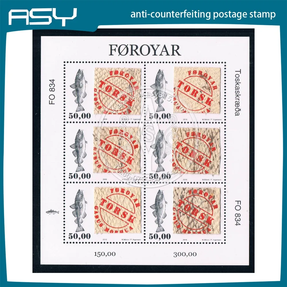 
official postage stamp with small holes with glue 