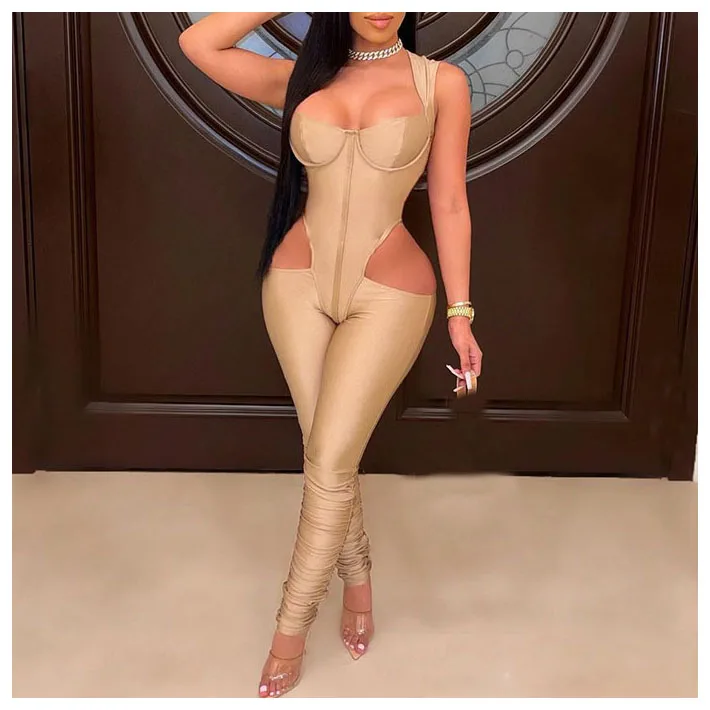 

FS2931D Hot fashion women solid colors jumpsuits sexy cut out jumpsuit