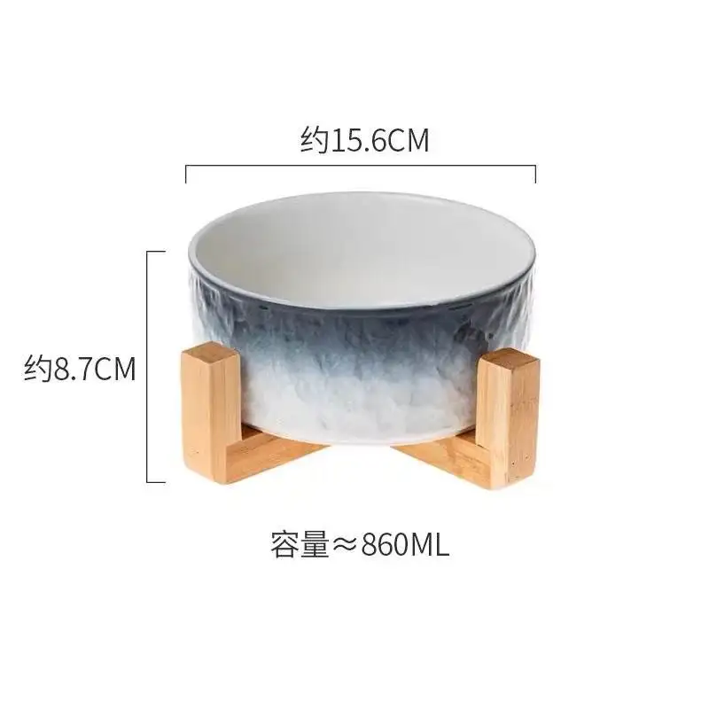 

Selling Best Colorful Luxury Cute Pet Feeding Bowl Rounded Ceramic Pet Bowl With Wood Stand, White, black
