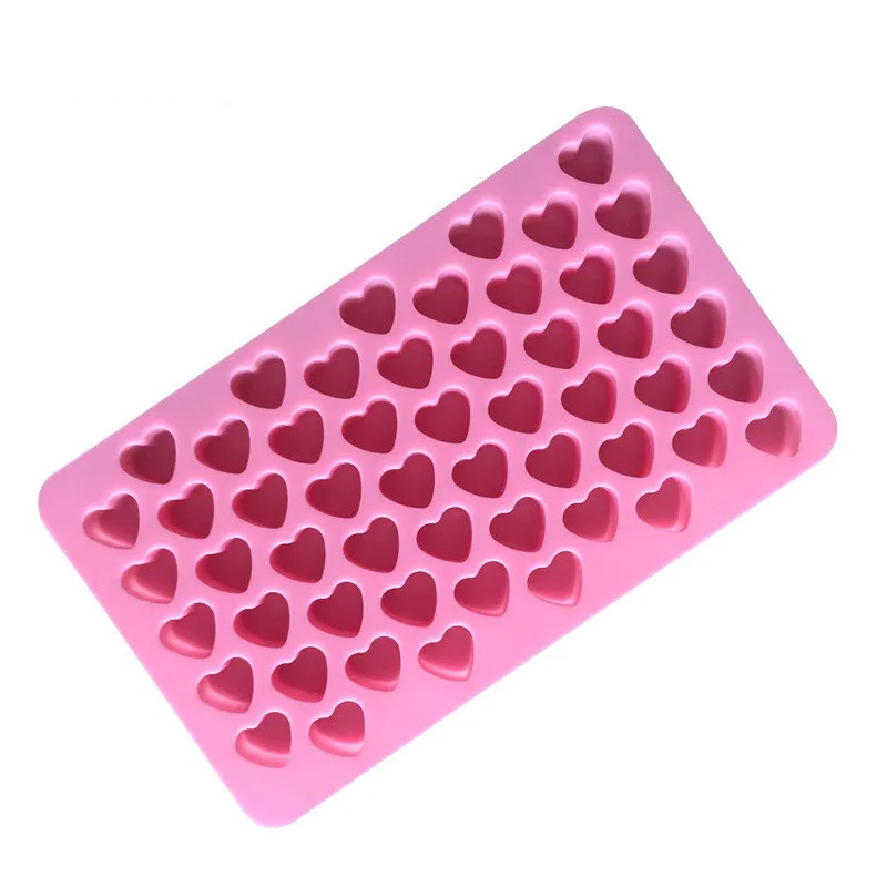 

0494 55 grid small love chocolate ice tray DIY cake decoration baking mini heart-shaped silicone mold, Green ping