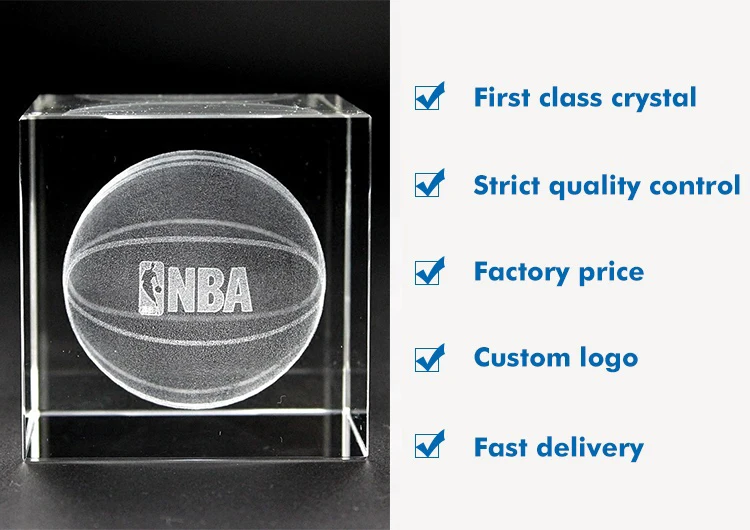 Factory Handmade K9 Crystal Solid 3d Laser Engraved Blank Crystal Glass Cube For Business