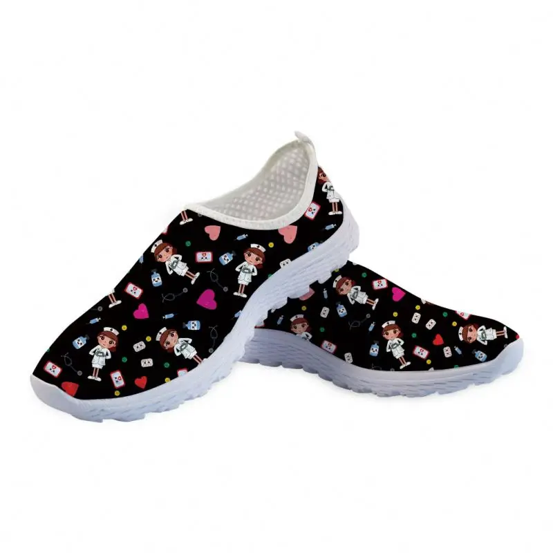 

Breathable Cute Cartoon Nurse Pattern Women Black/red/yellow Slip On Sneakers Casual Summer Walking Shoes Outdoor Ladies, Picture color