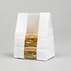 Wholesale custom printed square disposable white colored craft kraft sandwich lunch paper bag for fast food