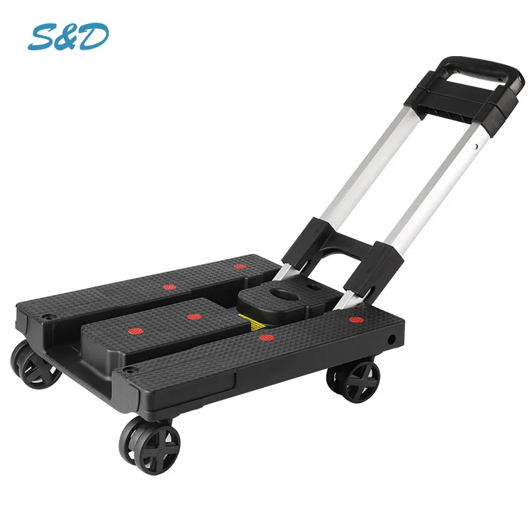 
Multi-purpose Outdoor Quick Folding Logistics Transport Plastic Moving Dolly Trolley Carts For Warehouse 