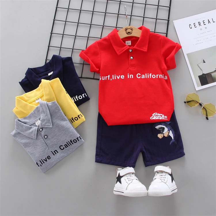 

2 Piece boy clothing sets cotton polo shirt baby boy clothes, As picture