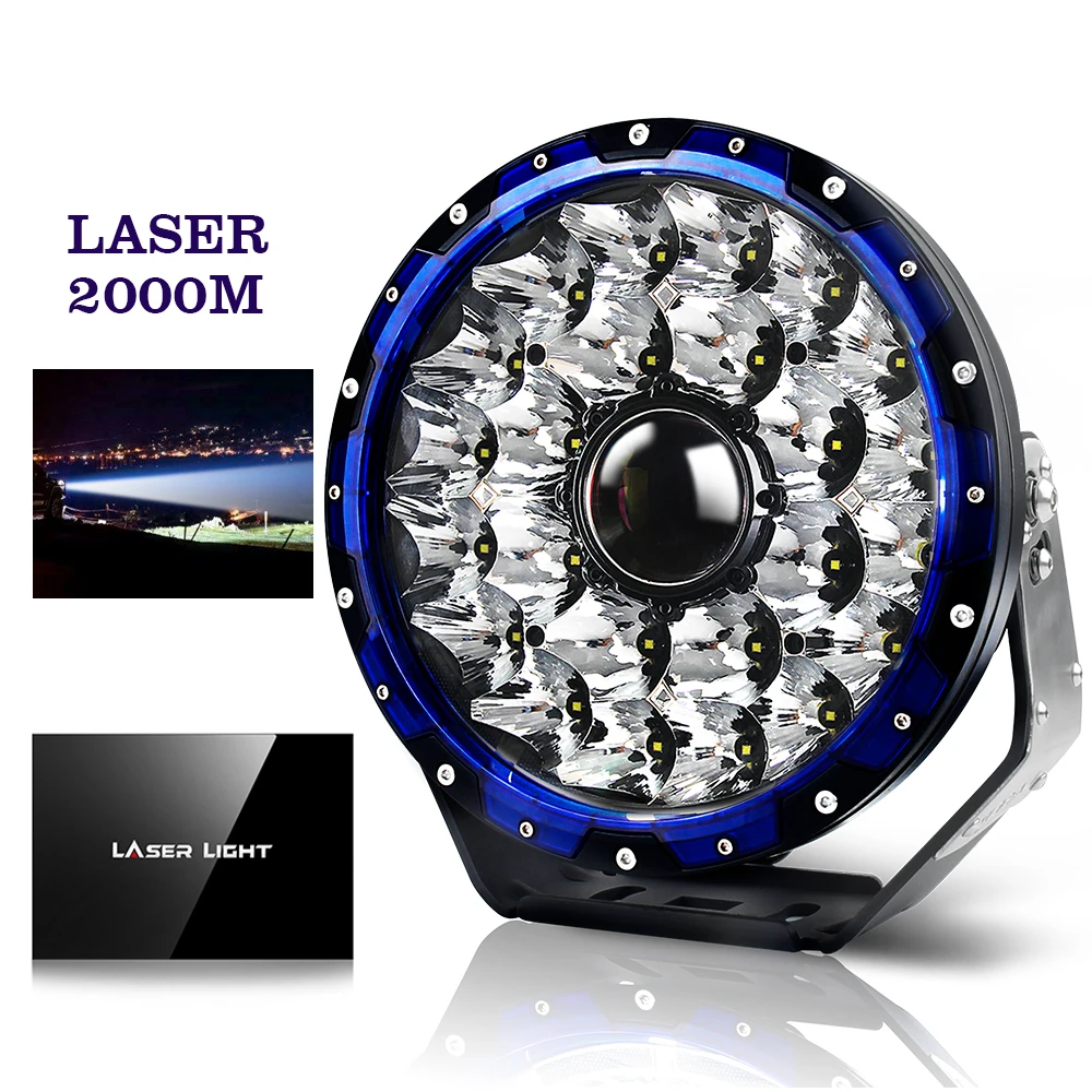 2020 LED Driving Flood Spot Light laser Light Three color halo ring lux@2000m Led Round 9 inch Laser Led Work Light with DRL