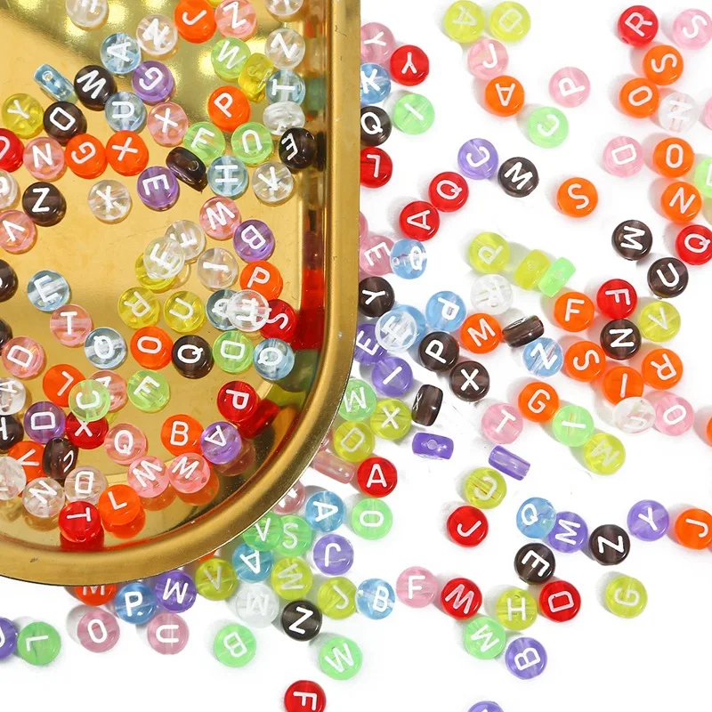 

Children's early education diy accessories 7mm round enamel alphabet beads mix color letter beads for jewelry making