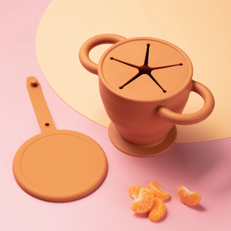 

Can be laser logo silicone bowl baby food storage cup collapsible snack cup with cover, Natural