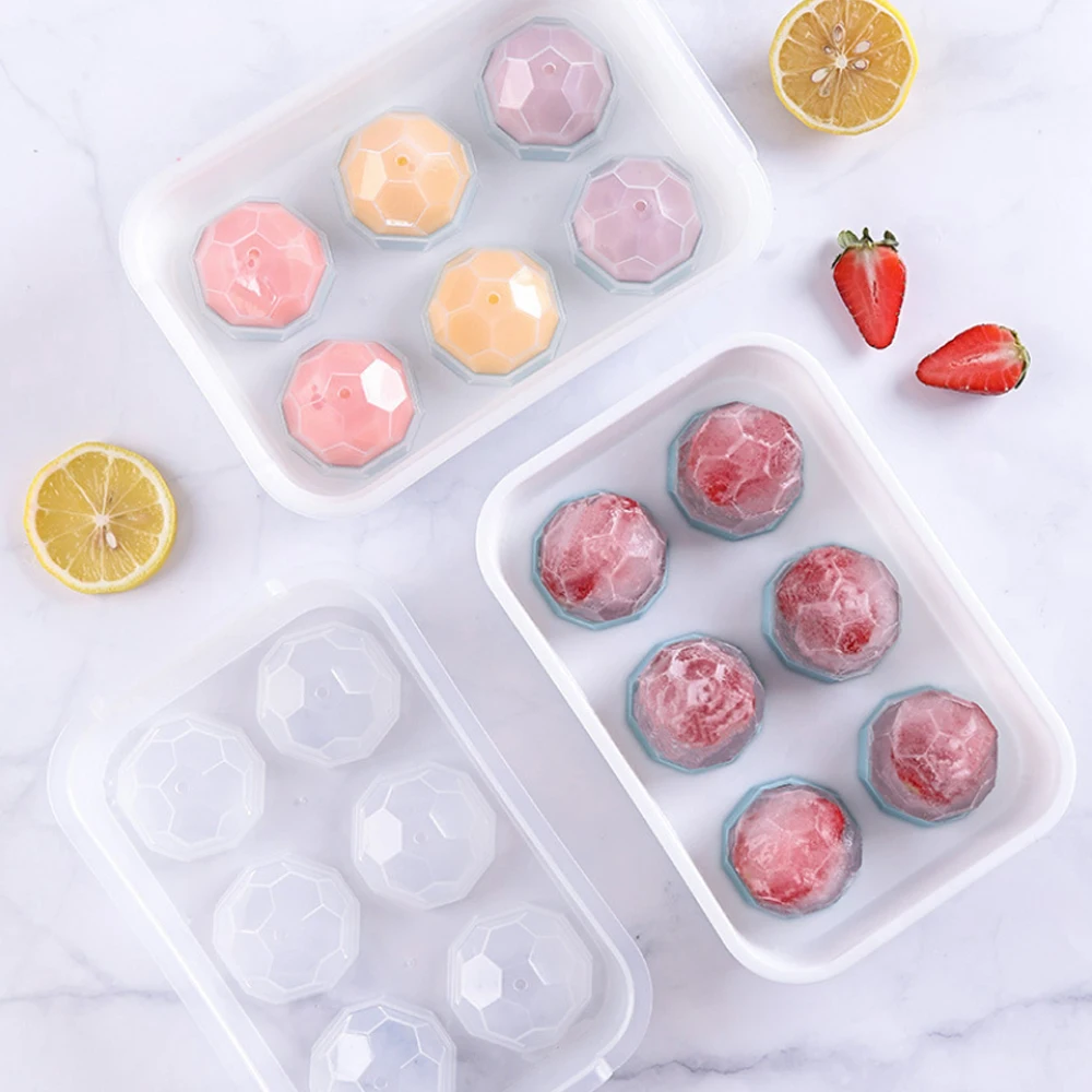 

2021 Creative Desgin Juice Jelly Whiskey Ball Ice Cube Mold With Cover, Cyan/ gray