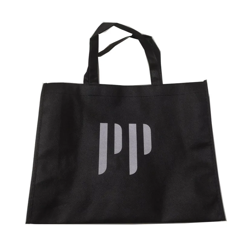 

High Quality Reusable Non Woven Fabric Bag Black Shopping Tote Bags with Custom Logo