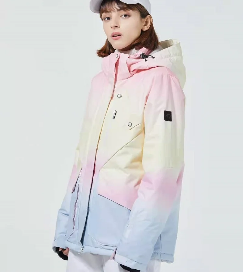 

Winter warm woman fashion ski suit jacket hoodie outdoor sports jumpsuit zipper ski suit clothes