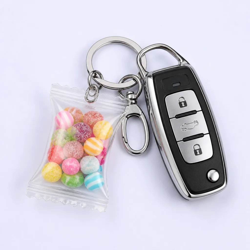 Car Smart Key with Inflatable Candy Bag Keychain