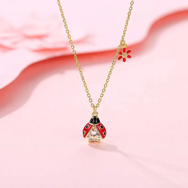 

Trendy Gold/ Silver Plated Color Pendant Ladybug Charm Chain Insect Ladybird Animal Crystal Lovely Jewelry Miraculously Ladybug