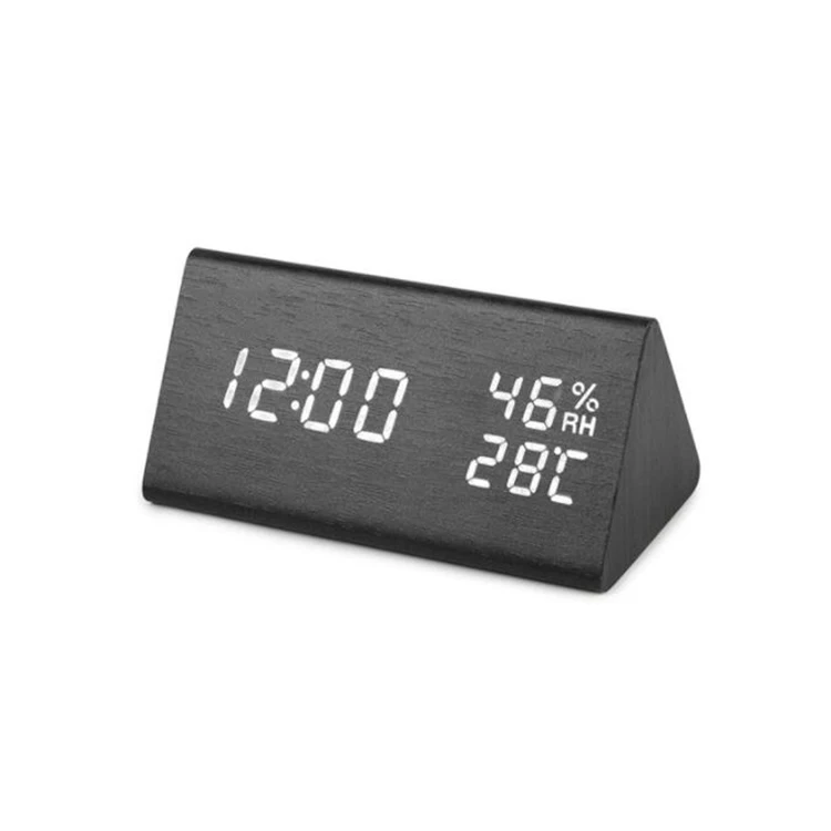 

Digital LED Table USB Charge Time Date Temperature Display Wooden Alarm Clock