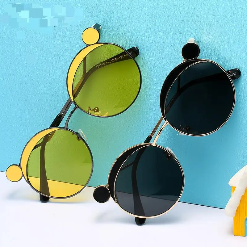 

High quality cute metal sun glasses Boys Girls Fashion polarized children sunglasses2021