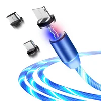 

fast charging speed usb data cable factory cheap luminous led flowing light 3in1 magnetic usb data cable for cell phone