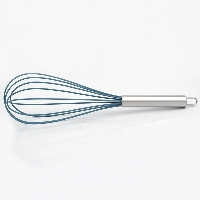 

High Quality Heat Resistant  Kitchenware Silicone egg-beater whisk with metal hand, Customized colors