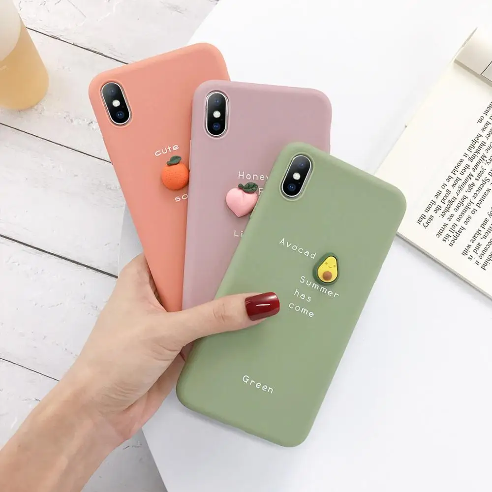 Free Shipping 3D Candy Color Cute Cartoon Avocado Simple Letter for iPhone 11 Pro Soft TPU Universal Wholesale Phone Case