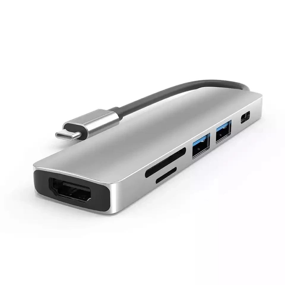 

6 in 1 USB C docking station Adapter with Card Reader 4K HDMI Multiport USB3.0 TF PD SD Reader All In One USB Type C Hub
