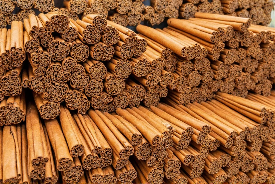 Variety of cinnamon sticks displayed in an ethnic grocery store