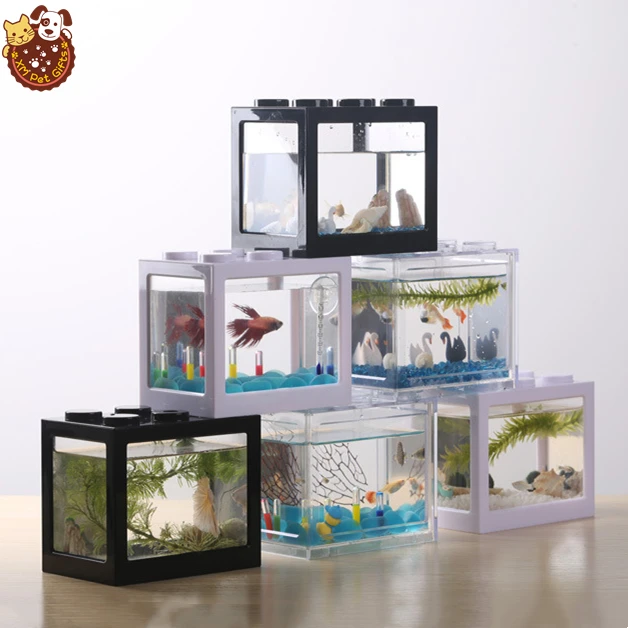 

Betta fish Fighting Cylinder Rumble Fish Cylinder Mini Aquarium Building block fish tank