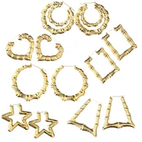 

2019 Amazon Hot Selling custom Gothic Hop big gold bamboo earrings hoops