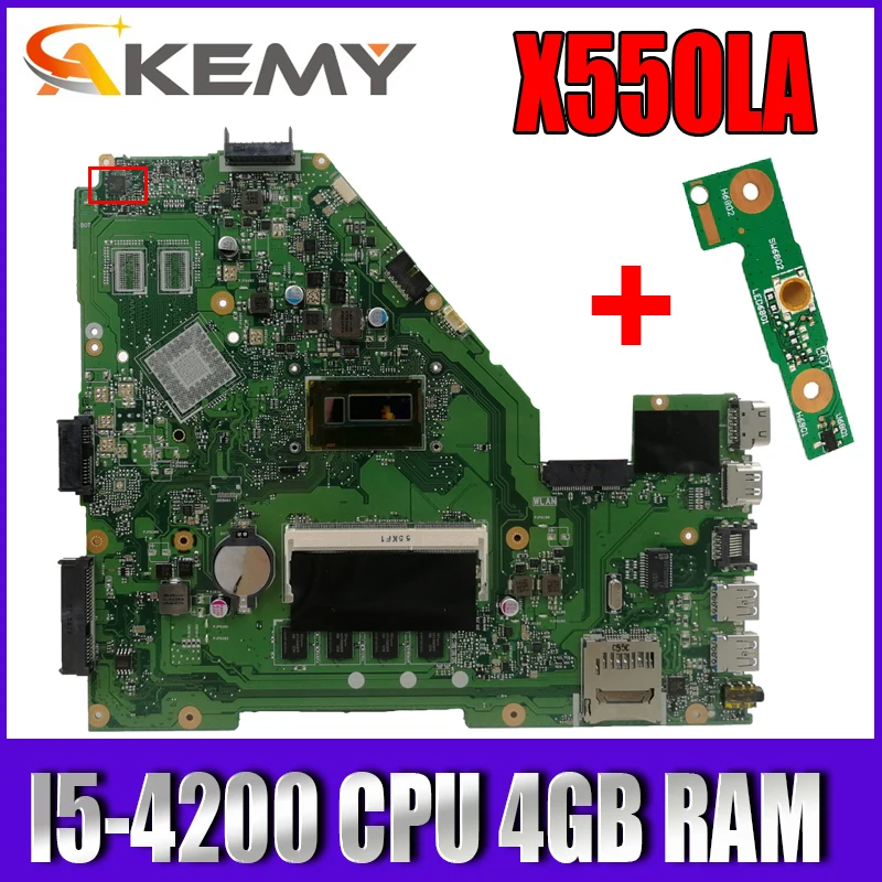 

X550LA Motherboard I5-4200 CPU 4GB RAM For Asus A550L X550LD R510L X550LC X550L X550 laptop Motherboard X550LA Mainboard Test OK