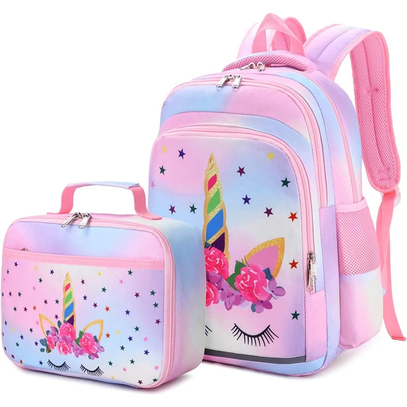 

3 in1 Oxford Waterproof Book Bag for Children Light Weight with Lunch Box High Quality for School Bag, Purper