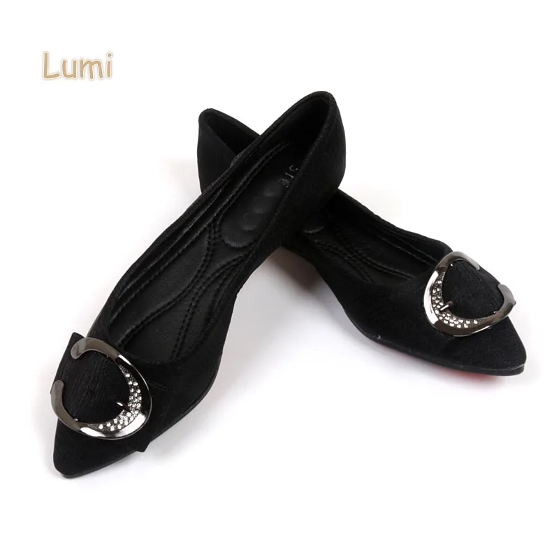 

Wholesale ballet with big buckle pointed toe flat roll up pumps shoes for lady, As per require