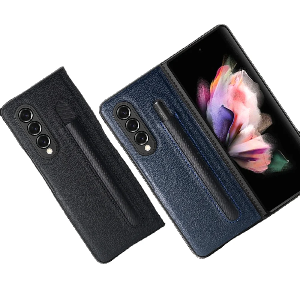 

FOLD3 Shockproof Lychee With Pen Pocket PU Protective Case Samsung Z FOLD3 Mobile Phone Case, 5 colors