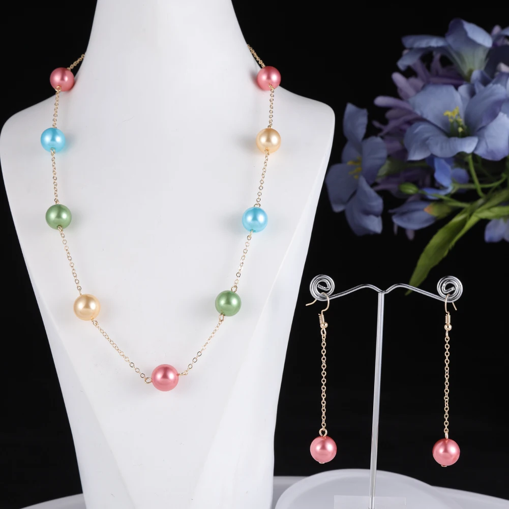 

SophiaXuan simple red yellow pearl necklace set polynesian jewelry wholesale hawaiian pearl earrings set, Picture shows
