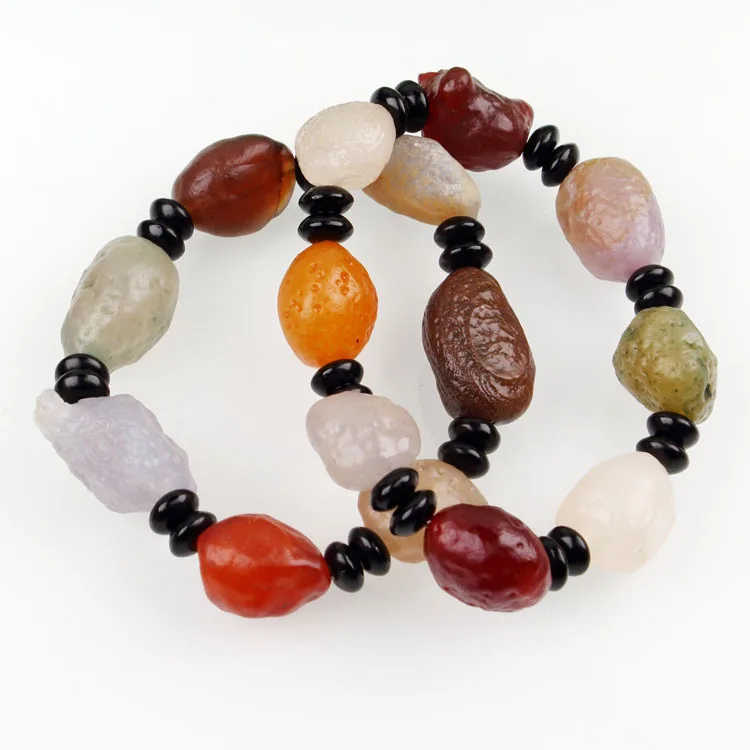 Ethnic Style Retro Crystal Colorful Jade Bracelets Alxa Agate Bracelet Gosses Bluff for Good Fortune Lucky and Wealth for Women