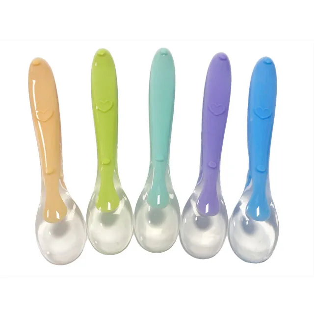 

100% Food Grade High Temperature Resistant Silicone Baby Supplement Design & Full Silicone Head Baby Training Spoon