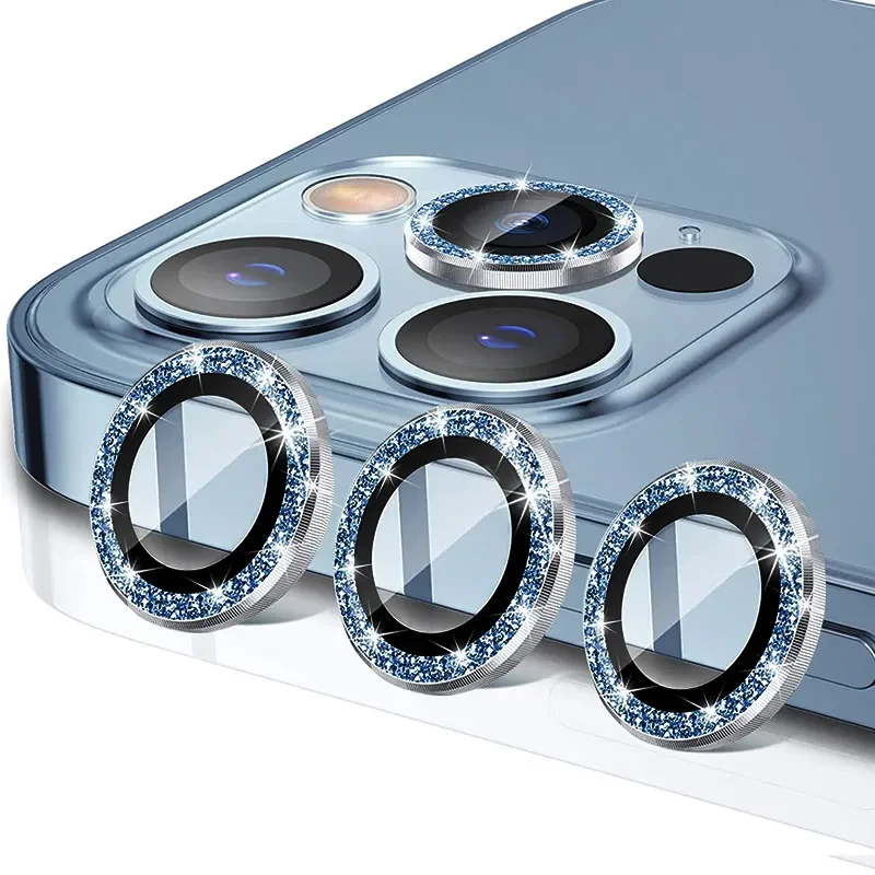 

Diamond Glitter Metal HD Tempered Glass Camera Cover Screen Protector Film Camera Lens Protector for iPhone 14 13 12 11 Pro Max
