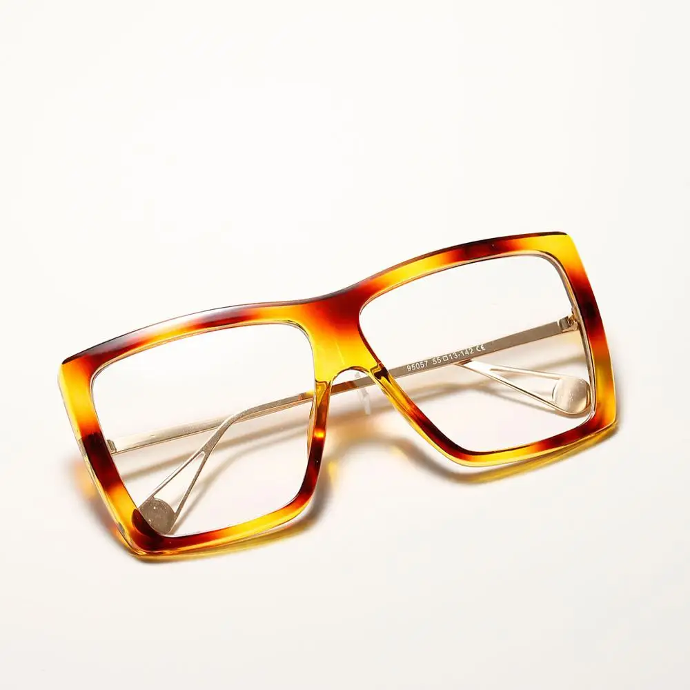 

Oversize Frame Tortoiseshell Retro Flat Lens Glasses Sun For Women And Men Face Shape Korean Square Large Sunglasses, 3 colors