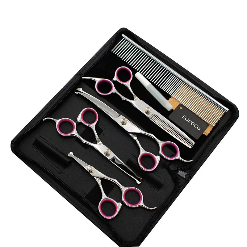 

Professional Grooming Shears For Dogs Pet Hair Grooming Scissors Kit with Safety Round Tip
