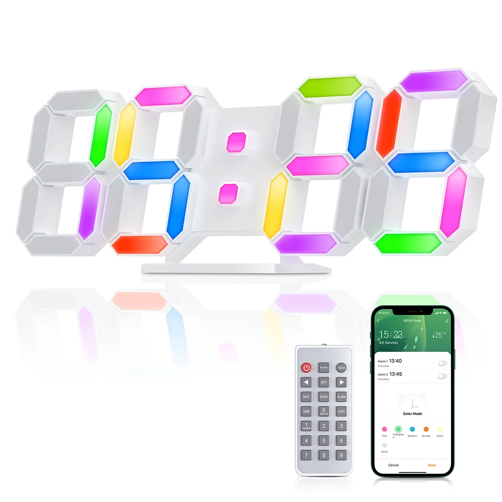 

EDUP Newest Multifunctional Remote Control LED Table Wall Clock Digital Timer Alarm LED Clock for Warehouse Office Living Room