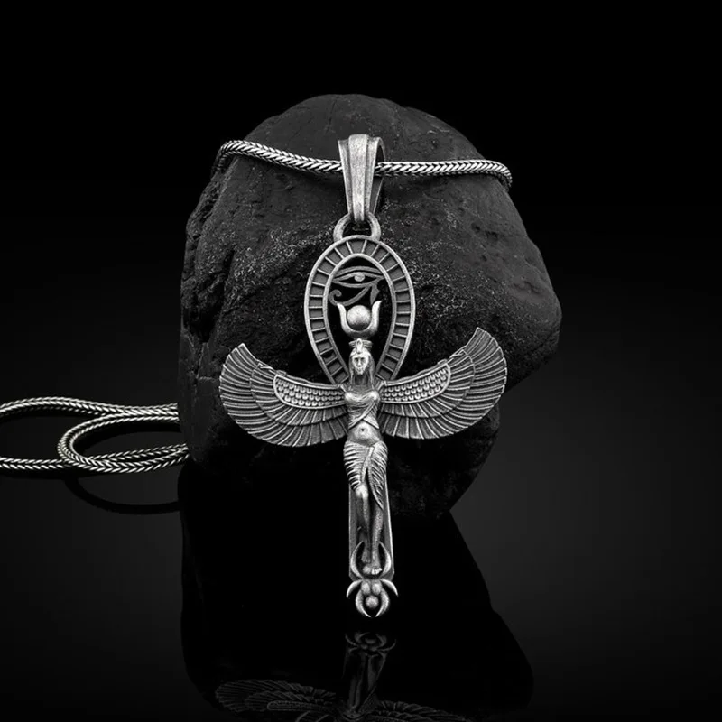 

Ancient Egyptian Goddess Isis Eye of Horus Pendant Men's Stainless Steel Necklace Pendant Hip Hop Retro Jewelry Wholesale, Black