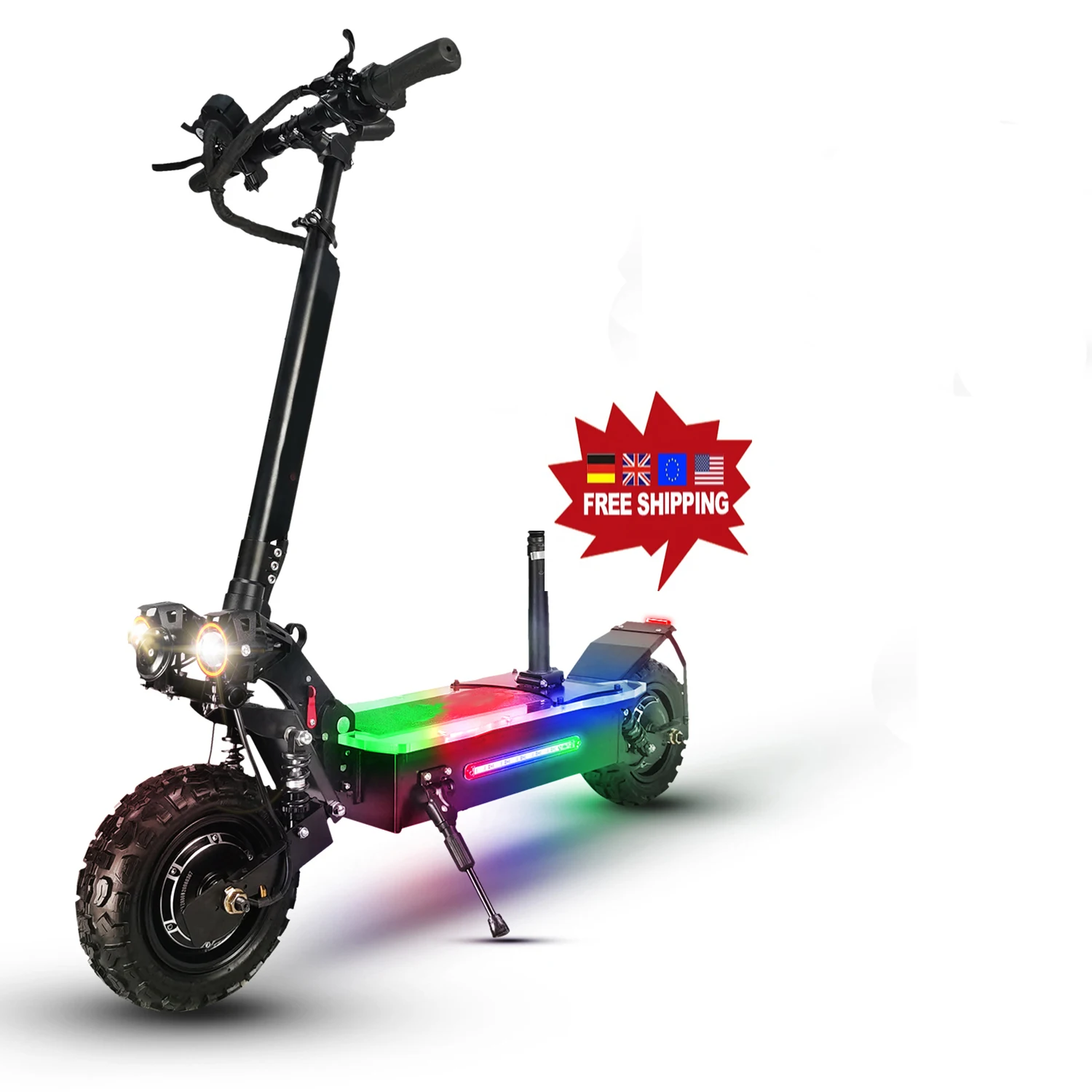 

Off Road US EU warehouse 5600w Daul Motor Folding Kick Scooter 10.5 inch Wide Wheel Adult Scooter with High Speed