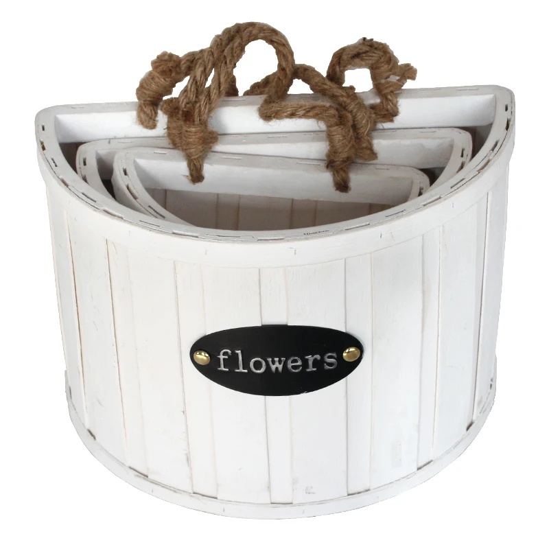 

Wholesale Handmade Modern Style Wooden Flower Pots Wall Hanging, Customizable,white