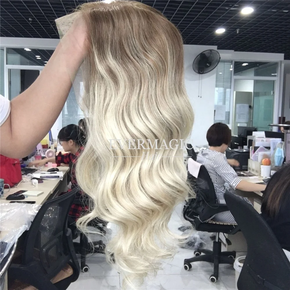 

Blonde Balayage Color Hair Glueless Full Lace Wigs Bleached Knots Russian Hair Body Wave Lace Front Wigs