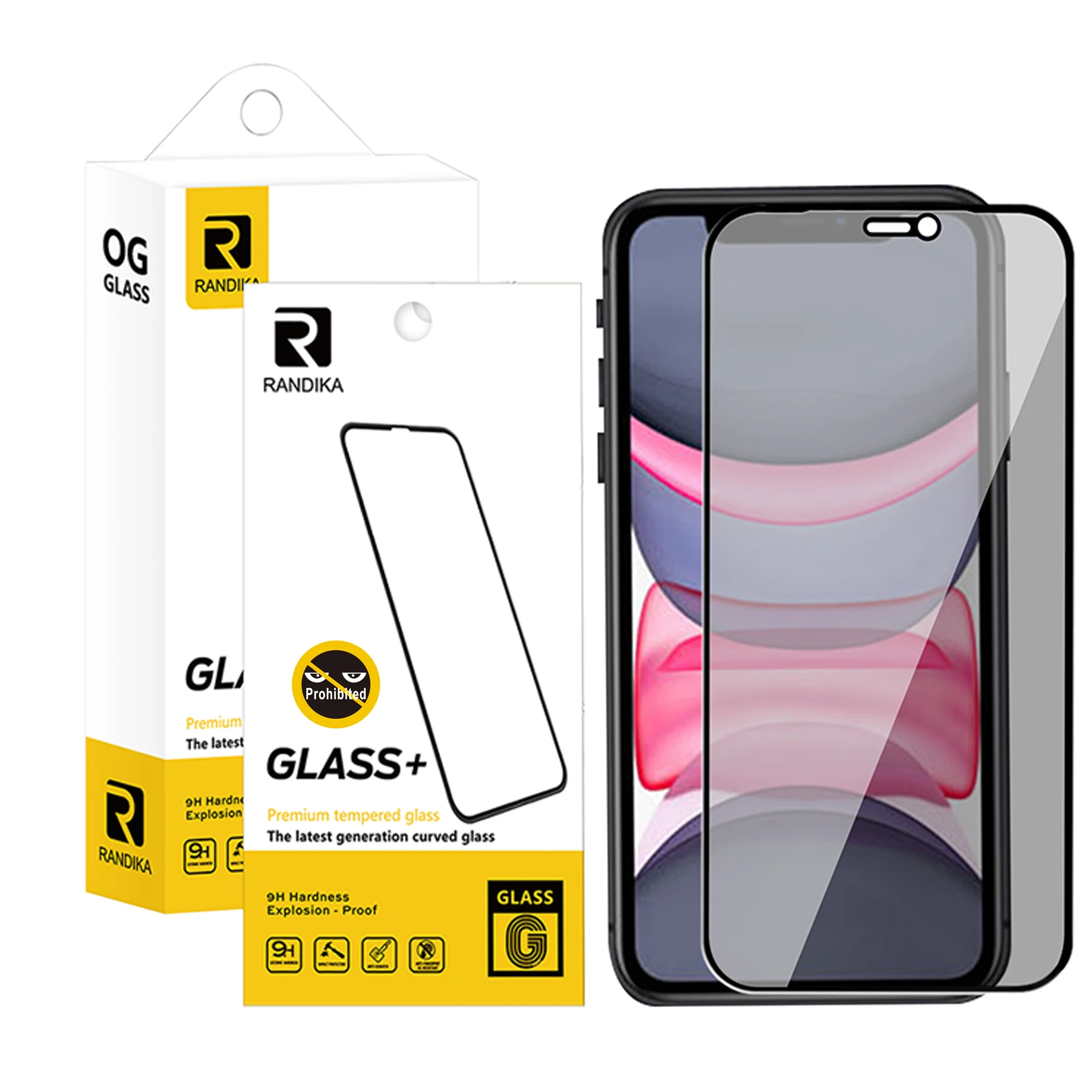 

For iphone 11 11 pro 12 12 pro max 12 mini anti spy anti peep tempered glass screen protector full coverage, Black