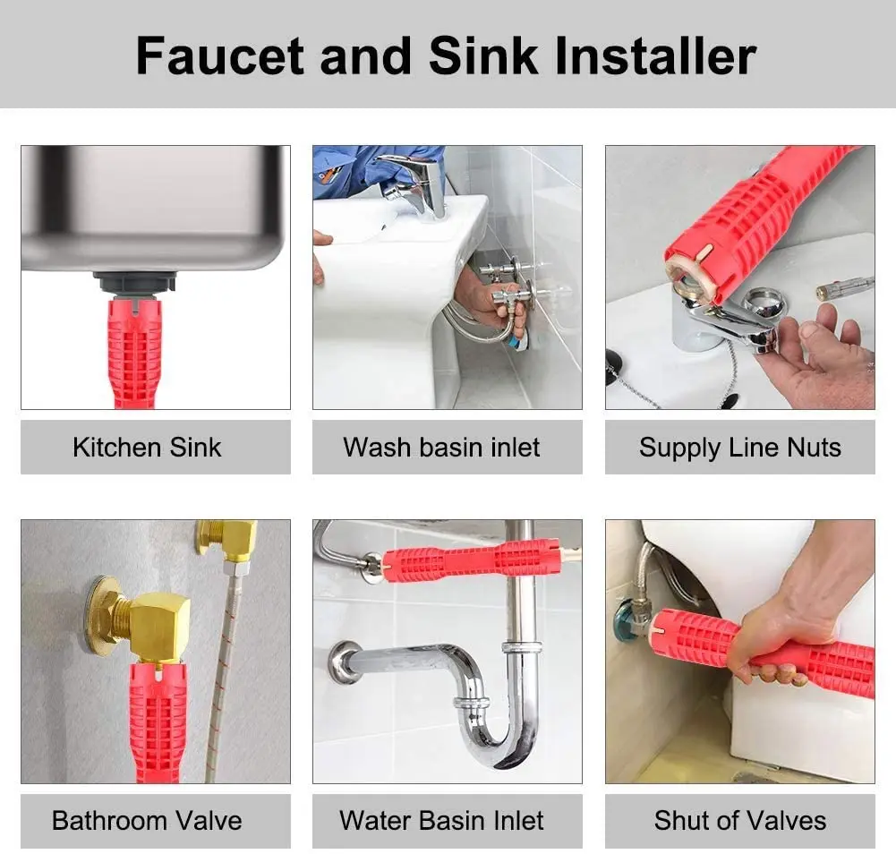 Yililay Rubinetto Sink Strumento di Installazione Acqua Pipe Wrench Installer Multifunzionale Chiave per Idraulici Proprietari di Case