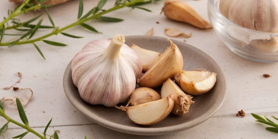 Cut open garlic clove showing inner structure