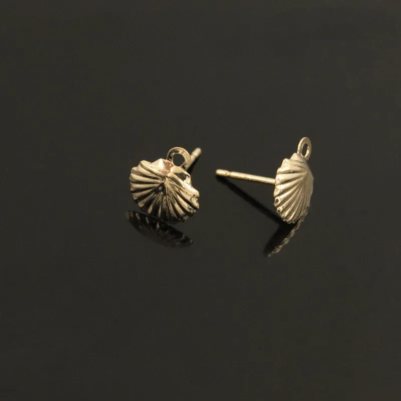 New Style 14K Gold Filled Seashell Post Earring Stud W/Ring for Jewelry Making