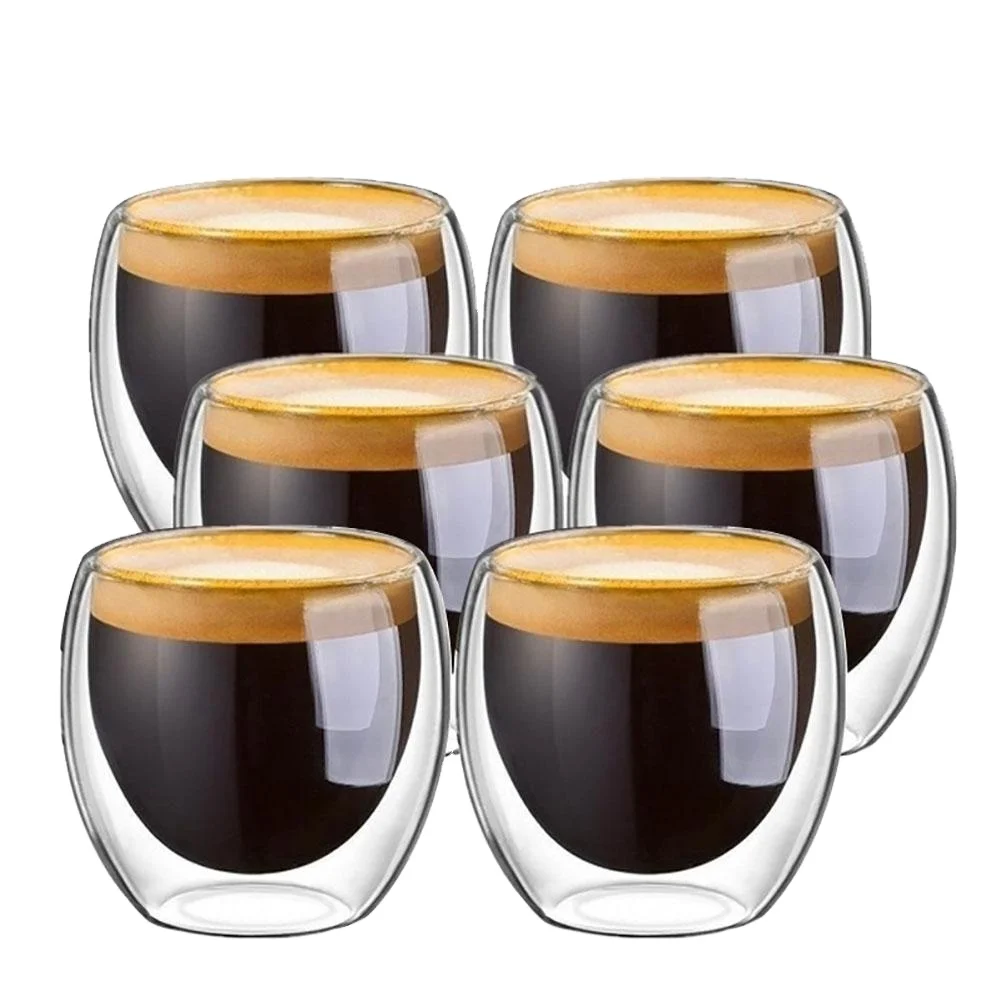 

double wall espresso tea cup glass coffee mugs, Clear