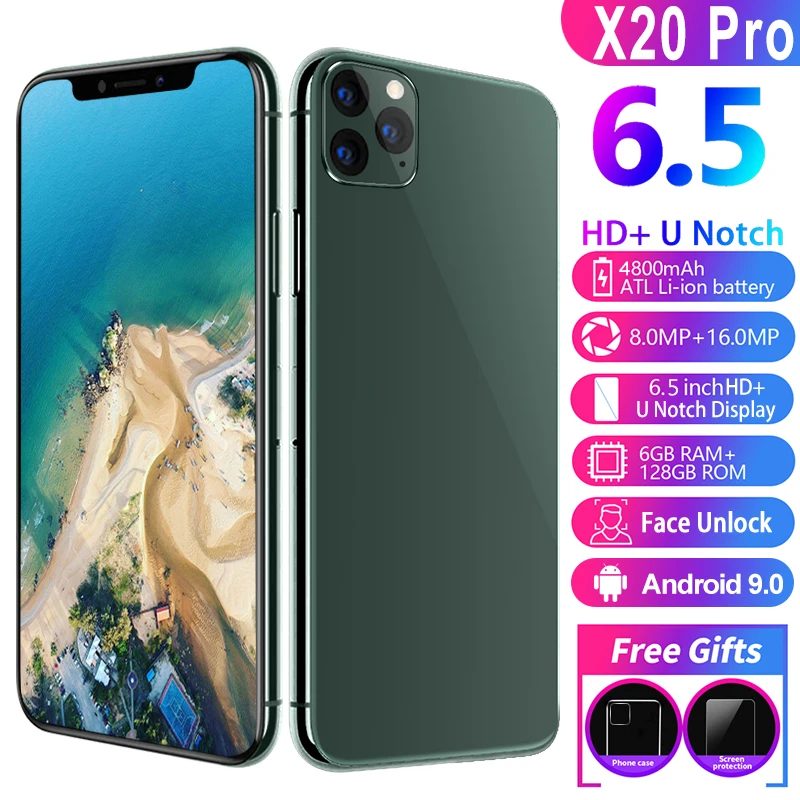 

X20 pro 6.5-inch High-definition Face recognition Smartphone Double open and double standby 6+128GB Fully fit water drop screen