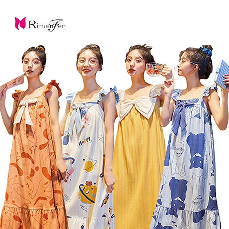 

Fashion large size european and american pajamas casual home wear long nightdress pure cotton women's sleepwear, Female