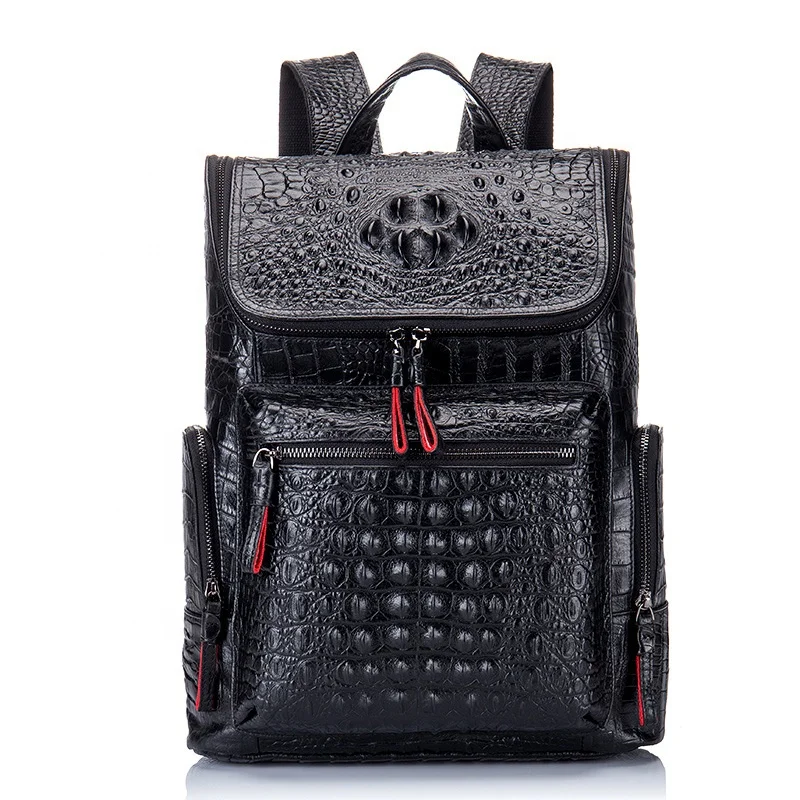 

Black Crocodile Backpack Men Genuine Leather Laptop Backpack Fashion Travel Bag Daypack for Men